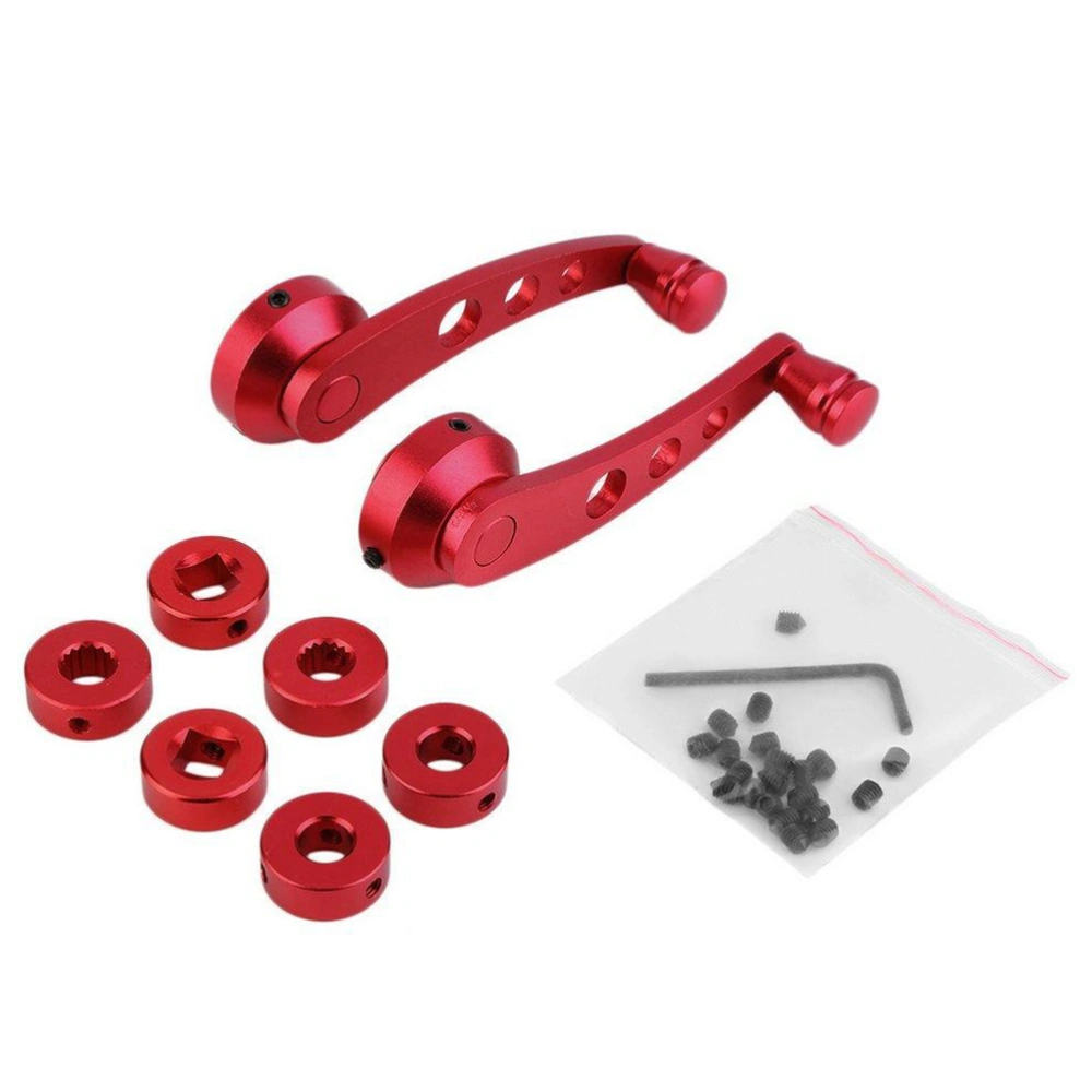 1 Pair Universal Aluminum Car Auto Window Winder Cranks Door Glass Handles Kit (Red)