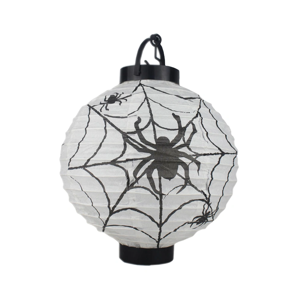 3pcs Halloween Paper Lantern Spider LED Lantern Light for Indoor Outdoor Halloween Party Decor (White)