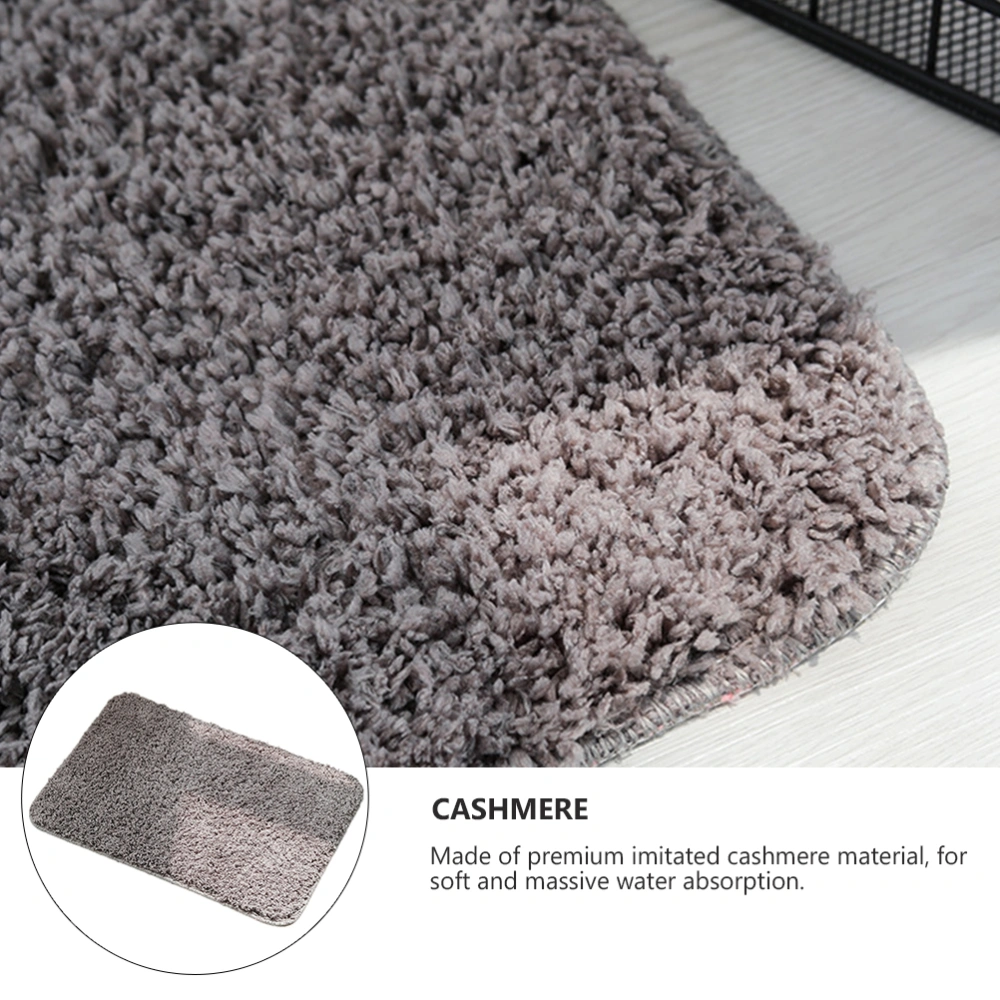 1Pc Berber Fleece Floor Mat Bathroom Water Absorption Pad Door Mat (Dark Grey)