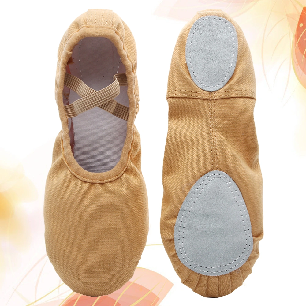 1 Pair of Lace-free Yoga Shoes Sole Dancing Shoes Breathable Ballet Shoes for Kids Adults Size 25