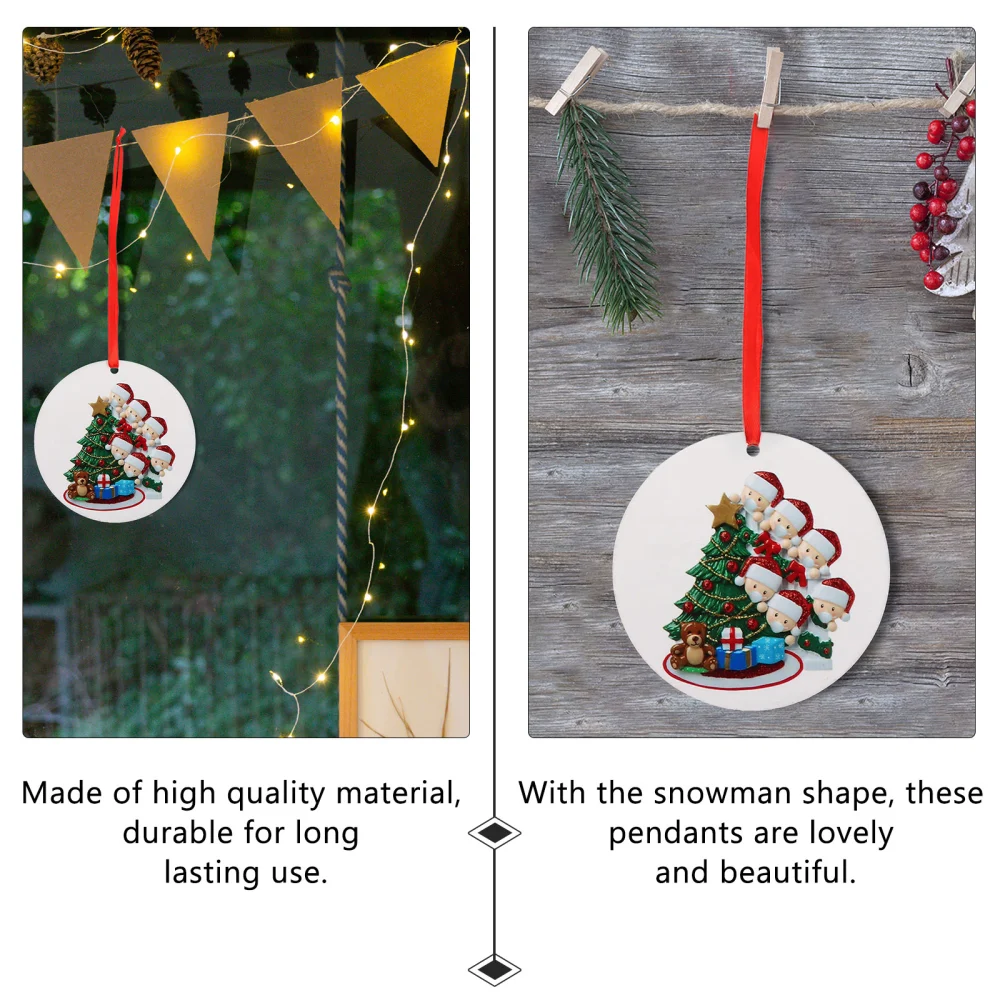 2 Pcs Xmas Mask Snowman Hanging Ornaments Little Bear Series Pendant (6 Heads)