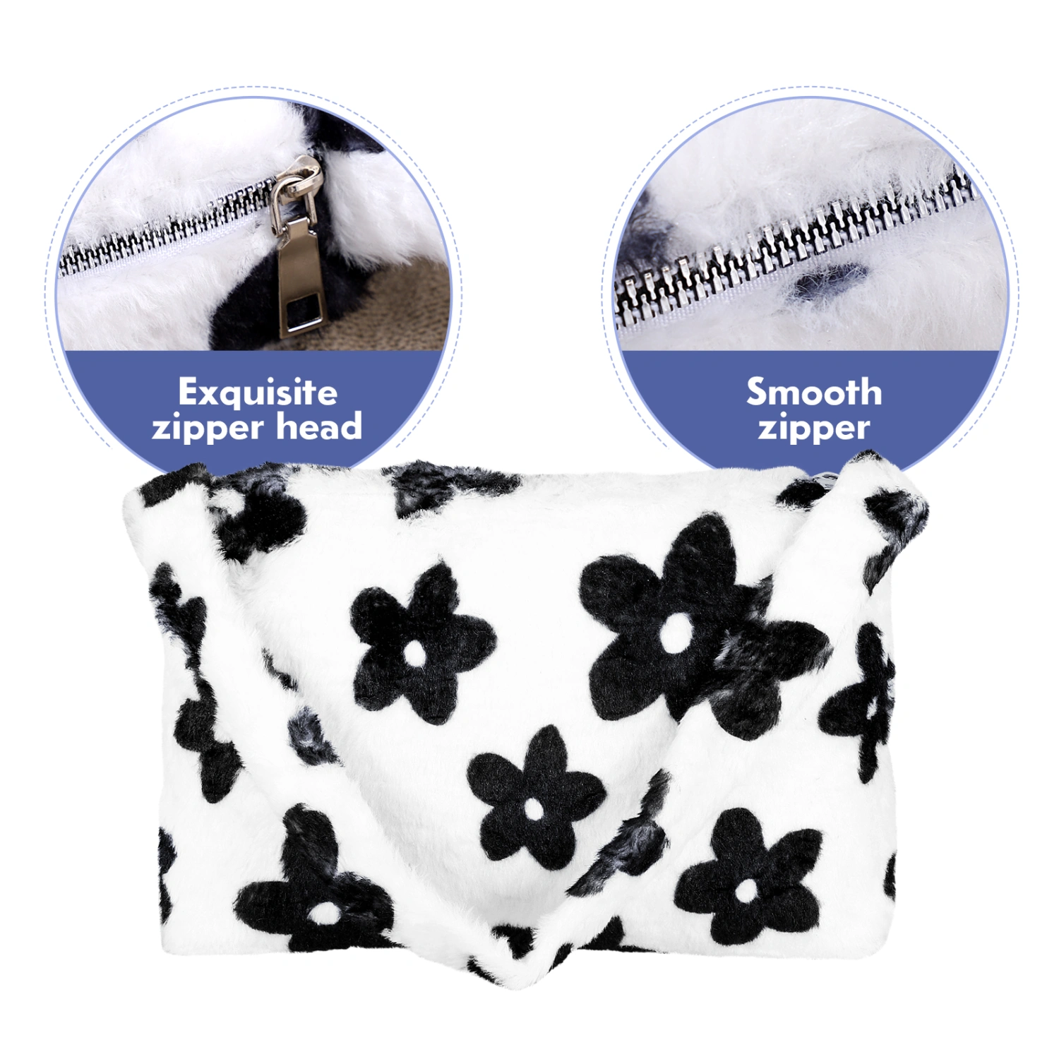 VALICLUD Flower Underarm Bag Fashion Shoulder Bag Fluffy Armpit Bag Girl Women Plush Handbag