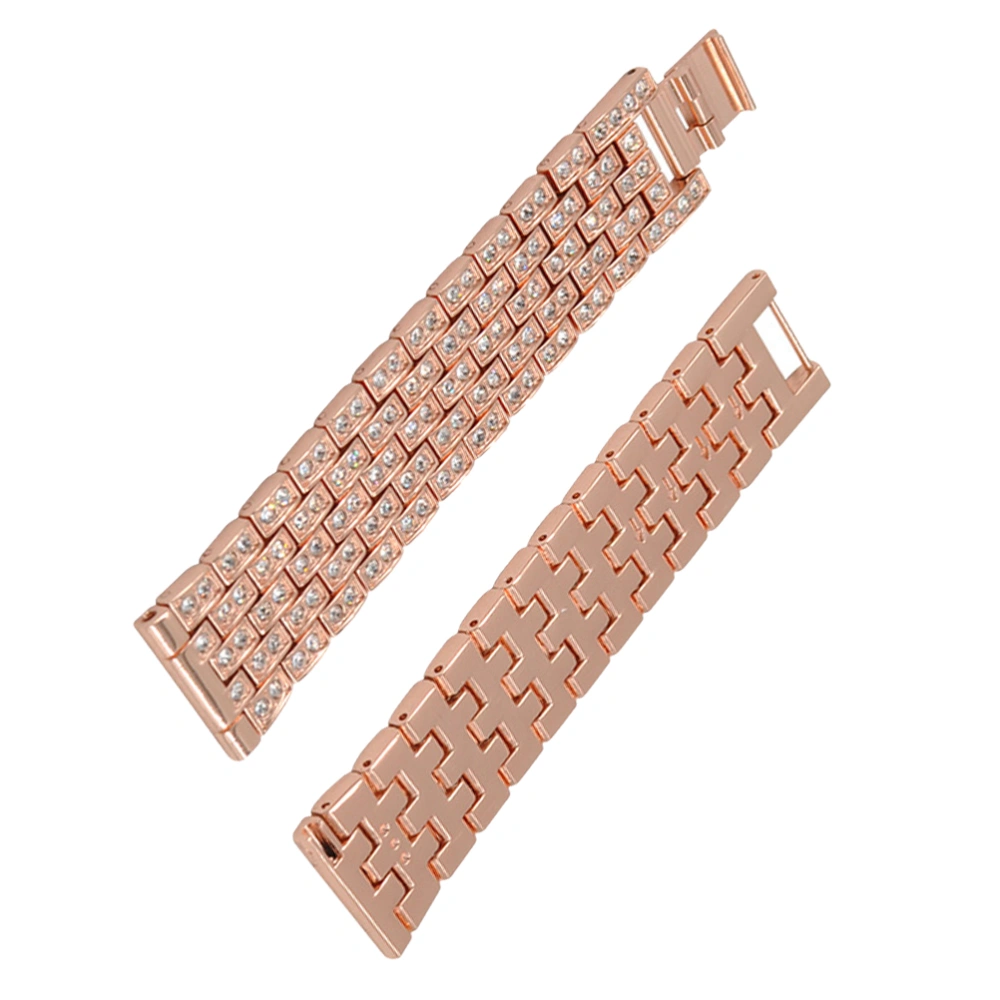 Diamond Watchband 42mm Stainless Steel Band Women Men Wrist Strap Jewelry Bracelet Compatible for Galaxy Watch (Rose Gold)