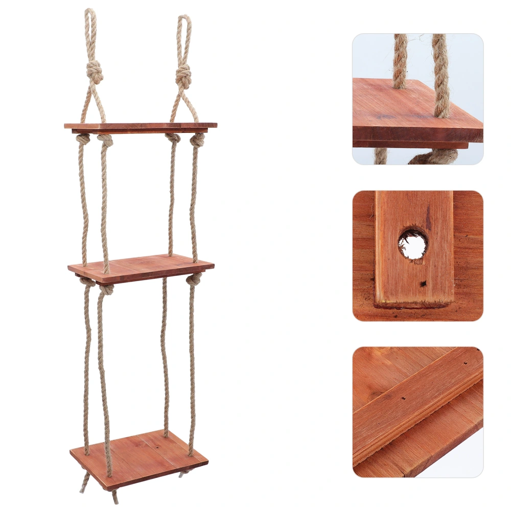 1 Set Modern Style Storage Shelf Solid Wood Wall Shelf Creative Plant Stand