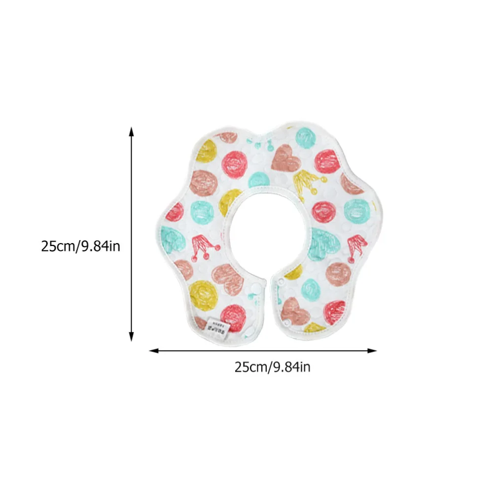 4PCS Baby Cotton Bib Waterproof 360° Petal Shape Bib Lovely Snap Buckle Bib