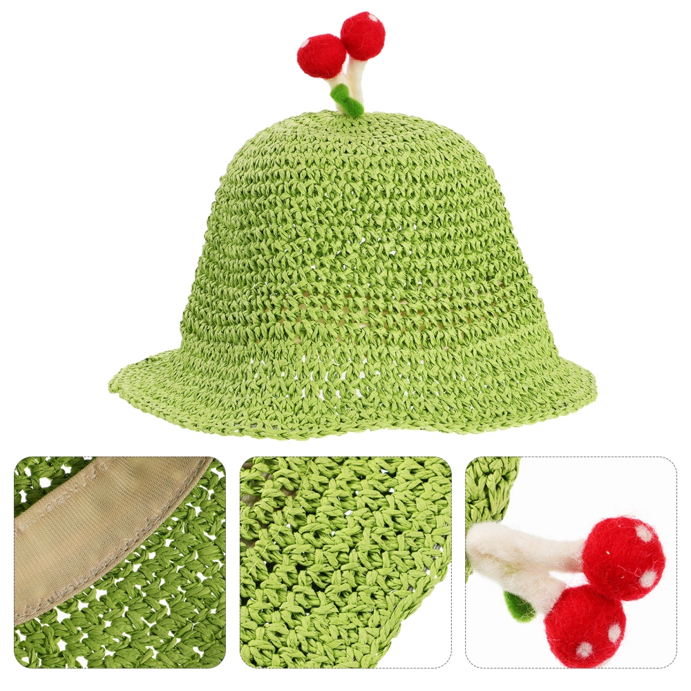 1pc Children Straw Woven Mushroom Beach Hat Lovely Sun Hat Sun Protection