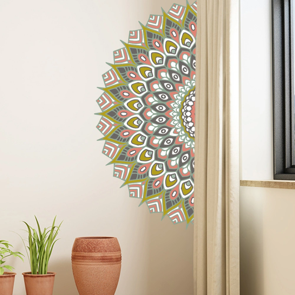 Wall Decal Half Mandala Flower Wall Sticker Bedroom Wall Decoration Art Sticker