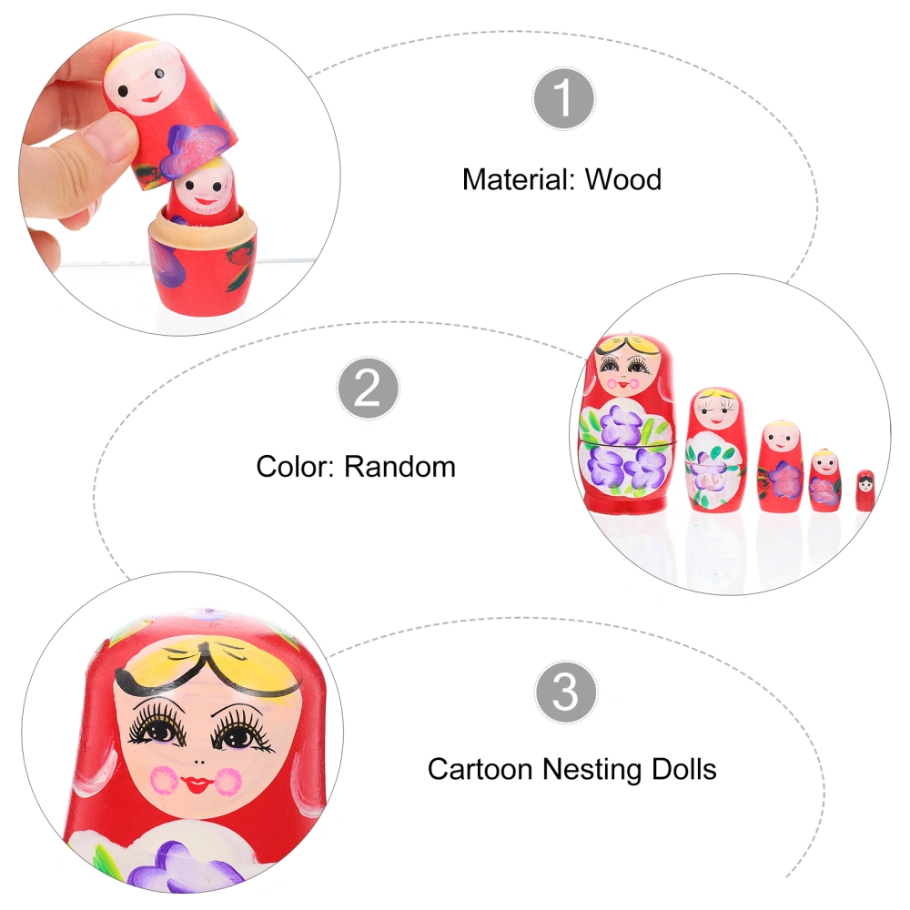 Matryoshka Dolls Cartoon Nesting Dolls Russian Doll Toys Decor (Random Color)