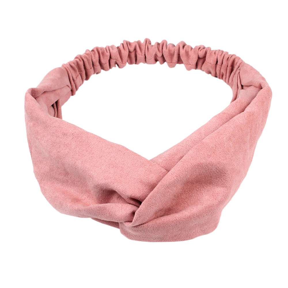 Suede Fabric Headbands Elastic Criss Cross Head Wrap Hair Band for Women Teen Girls (Pink)