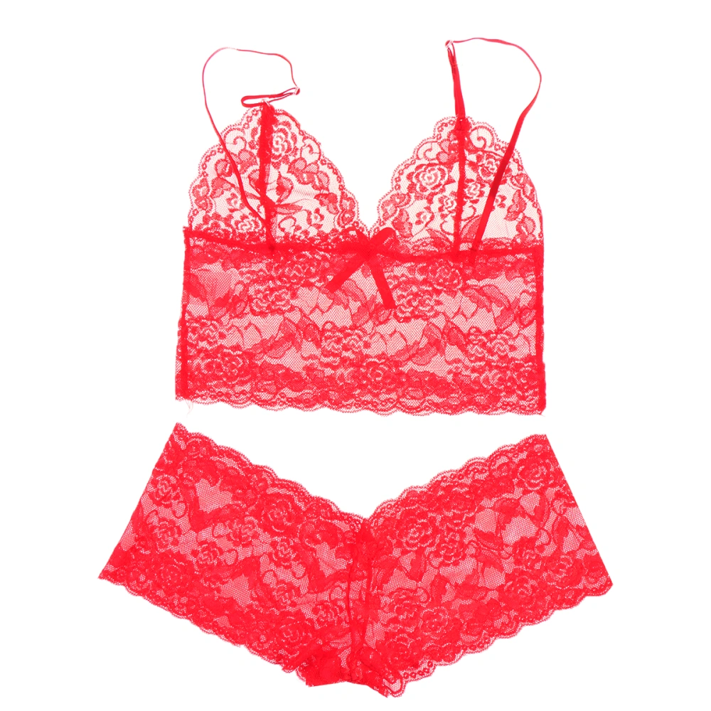 Sexy Sleepwear Lace Nightwear Lingerie Bra and G-string for Women Ladies Size 2XL (Red)