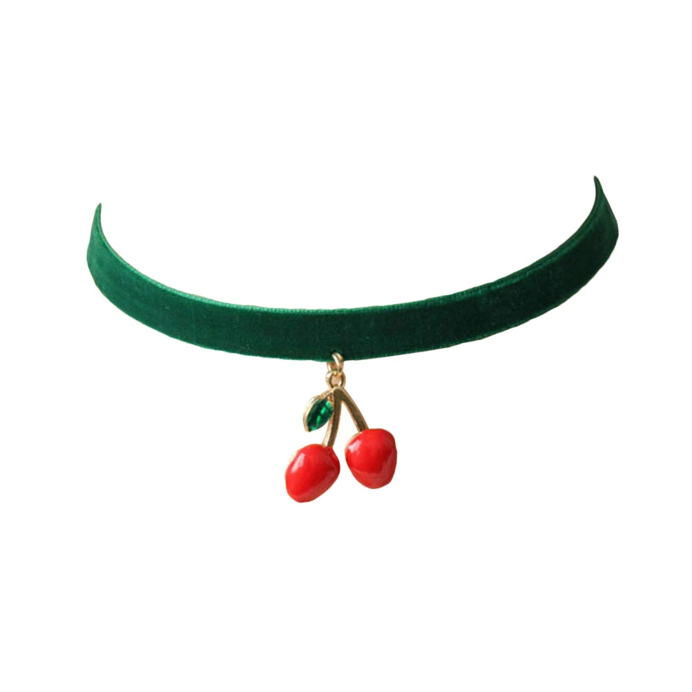 Lady Girls Choker Necklace Retro Cherry Pendant Choker Collar Chain Necklace