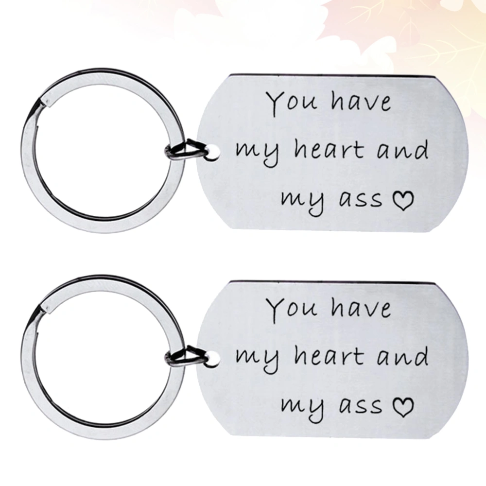 2pcs Creative Words Keychain Stainless Steel Key Rings Couple Gifts Pendant Keychain Ornament