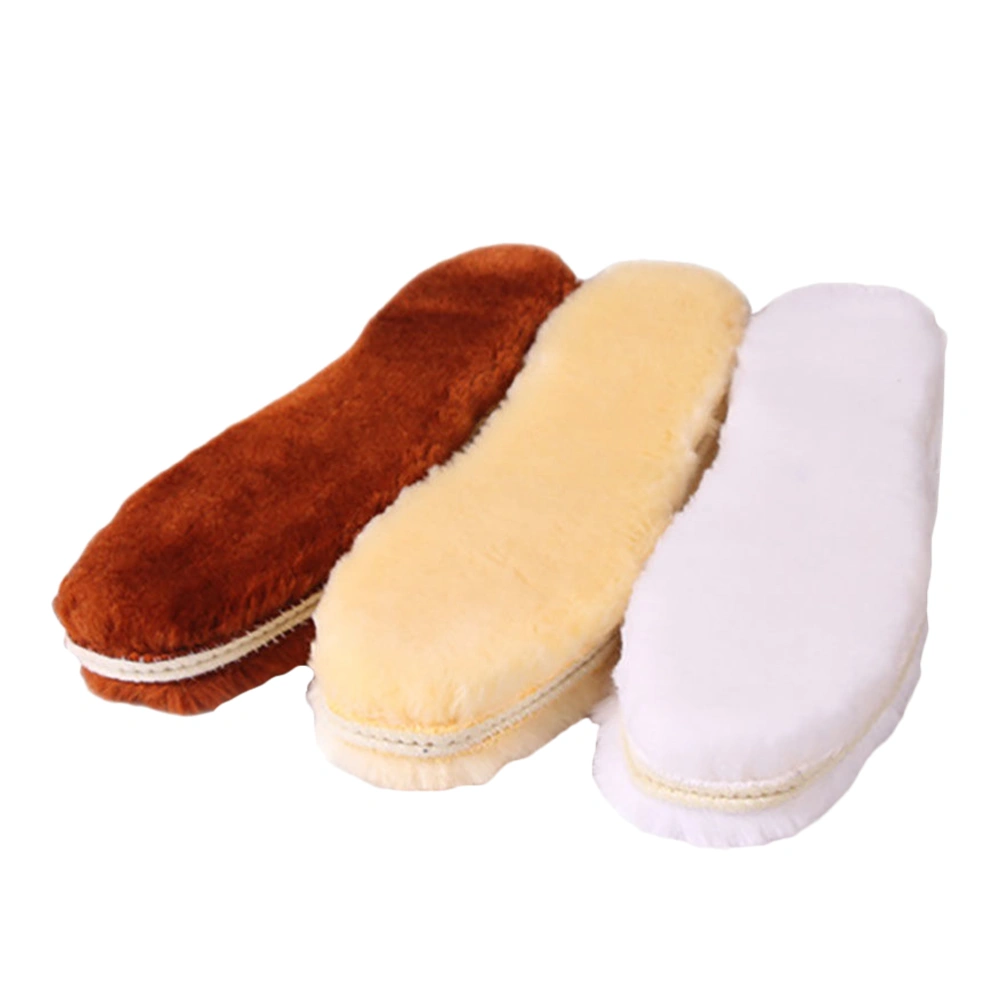 3 Pairs Winter Warm Insoles Thicken Shoe Pads Fashion Plush Shoe Pads Simulation Wool Insoles (Size 40 Random Color)