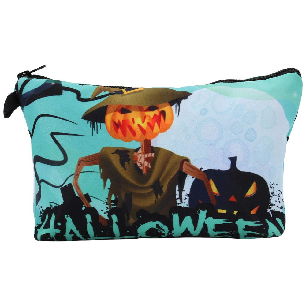 Halloween Theme Cosmetic Makeup Toiletry Pouch Multifunctional Zippered Bag