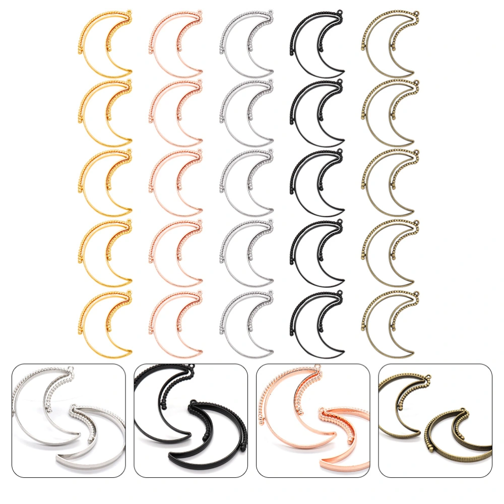 25Pcs Rotatable Moon Shape Open Bezel Pendants Charm Resin Molds for DIY Jewelry