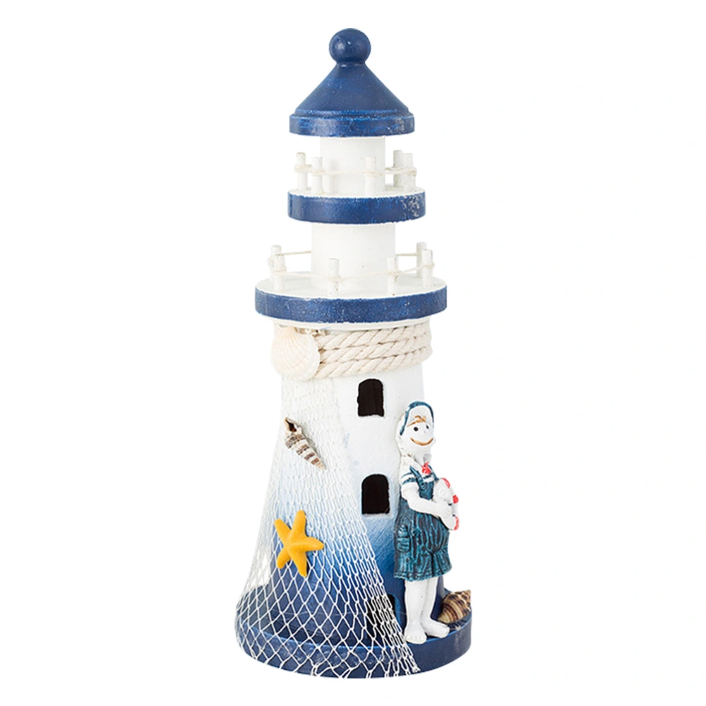 Wooden Lighthouse Ornament Mediterranean Lighthouse Model Home Decorations