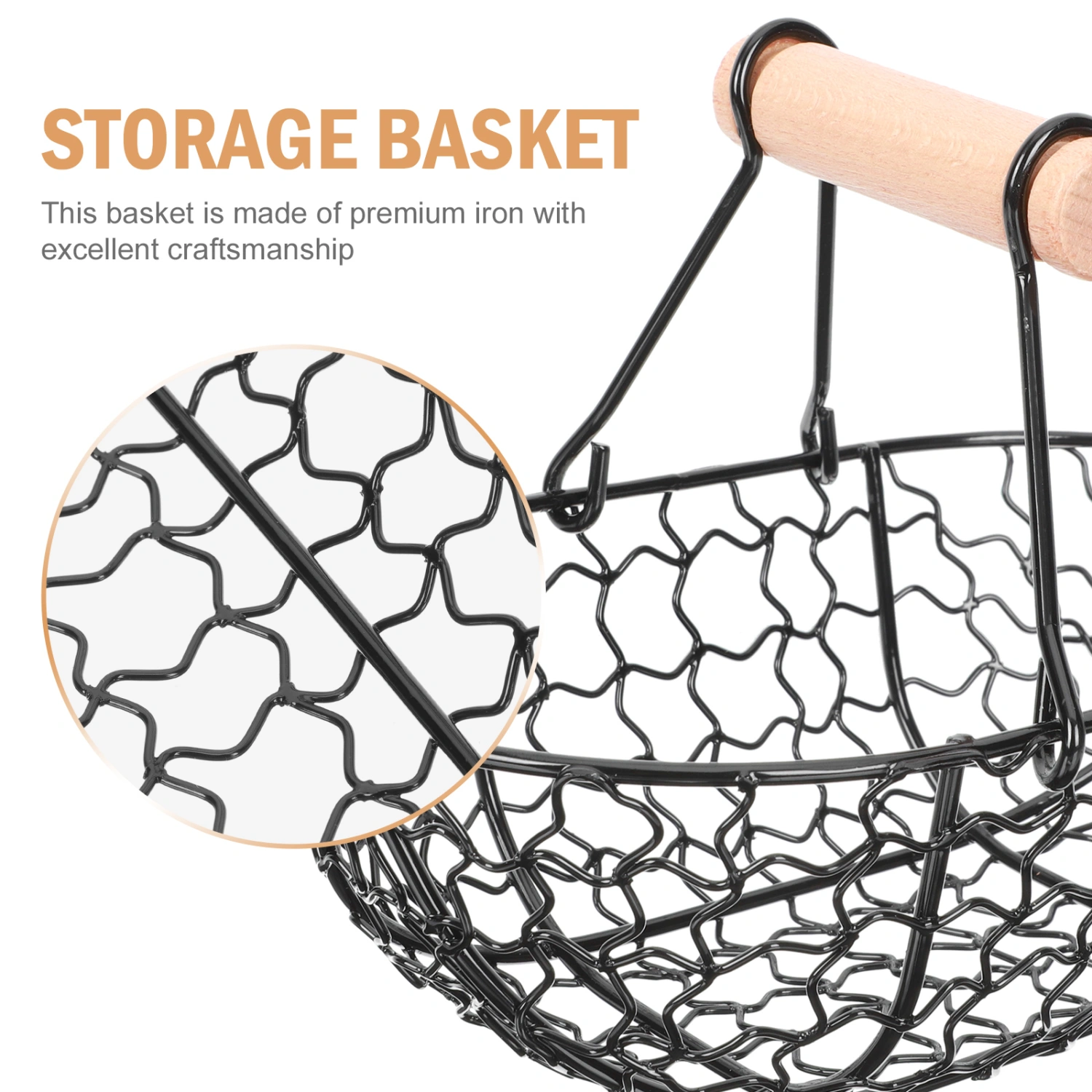 1Pc Home Snacks Fruit Bread Basket French Fries Serving Tray Iron Storage Basket