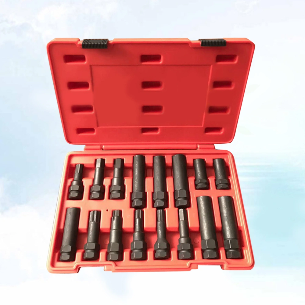 16pcs Wheel Lock Key Removal Tool Kit Locking Lug Nut Master Set Lug Key Wheel Lock Removal Kit Hex and Star Keys for The Purpose of Easily Removing Locking Lug Nuts on Aftermarket Wheels (Random Color Storage Box)