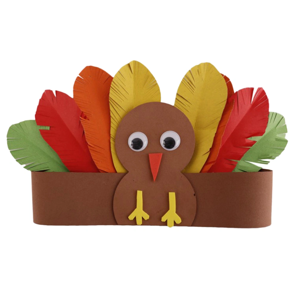 DIY Children's Handmade Headband Thanksgiving Turkey Head Ring Decoration DIY Handmade Headdress (Pattern 3)