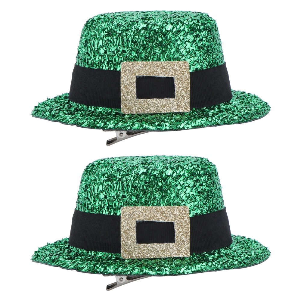 2PCS Green Party Hat Hairpins Mini Hat Headwear St. Patrick's Day Decors