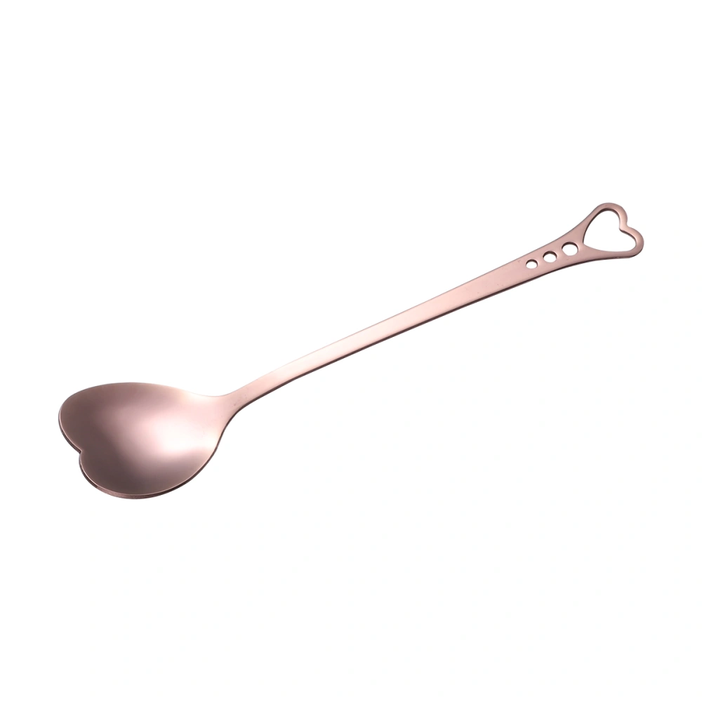 Stainless Steel Spoon Gold Plating Heart Shaped Dessert Spoon Unique Charming Stirring Spoon Tableware Scoop for Home Restaurant Coffee Shop (Rose Gold)