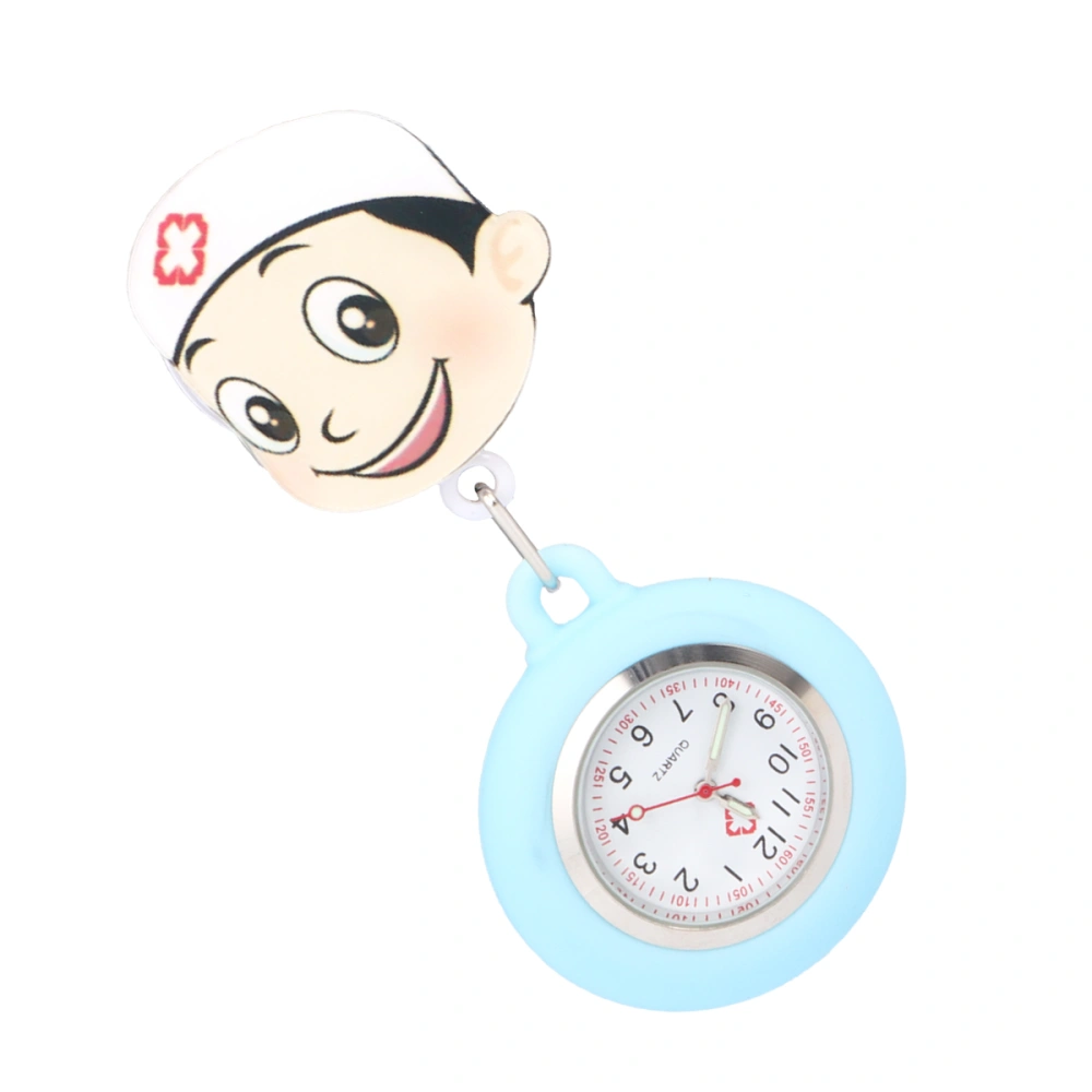 1pc Cartoon Pocket Watch Telescopic Mini Watch Simple Hanging Watch Mini Watch for Kids Adults (Light blue）