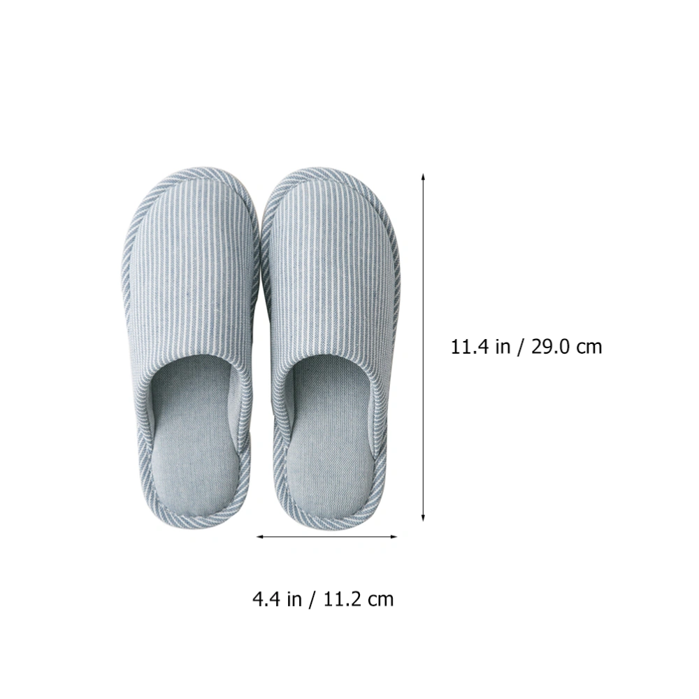 1 Pair Cotton Linen Household Slipper Striped Pattern Slipper Non-slip Slipper