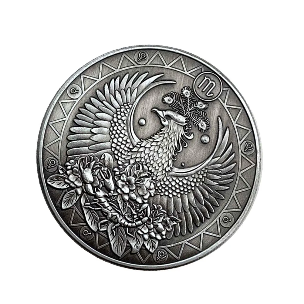 Vintage Twelve Constellations Commemorative Coin Stereoscopic Embossment Metal Coin Souvenir Gift Crafts (Scorpio)