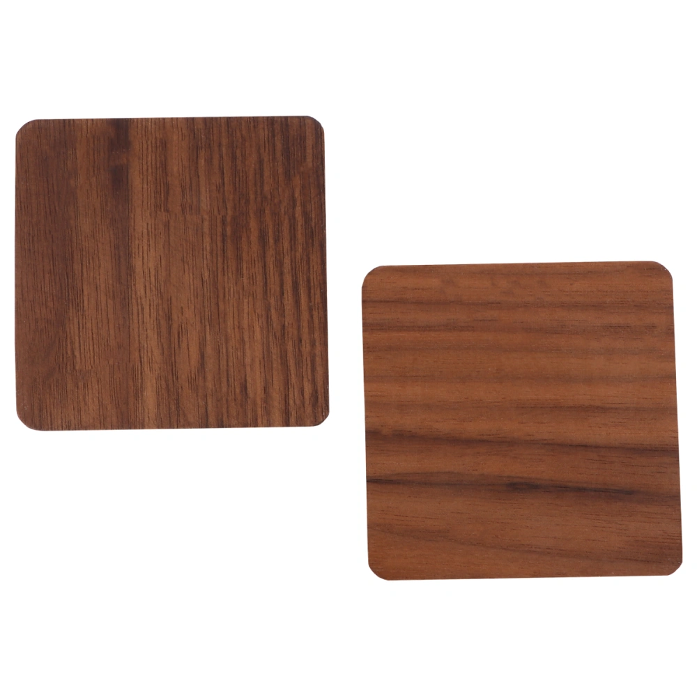 2pcs Wooden Coaster Japanese Style Non-slip Cup Mat Heat Insulation Pad for Home Restraurant Hotel (Walnut Wood Square Shape Groove)