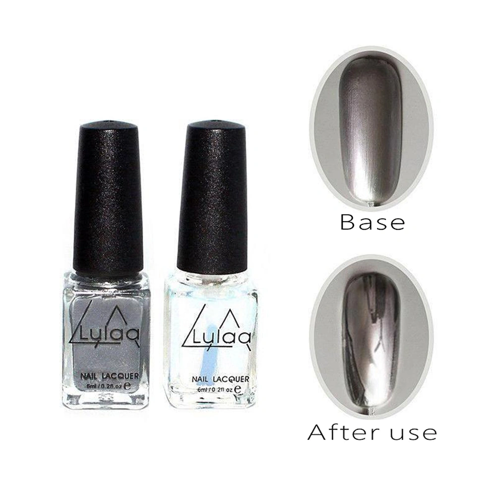 2Pcs Nail Polish Set Fast Dry Long Lasting Smooth Bright Mirror Effect Nail Polish (A Set of 6ML Shinning Makeup Mirror Nail Polish)