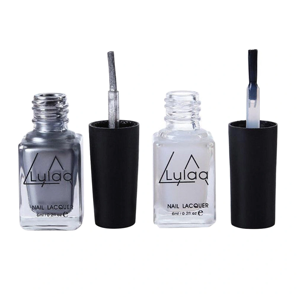 2Pcs Nail Polish Set Fast Dry Long Lasting Smooth Bright Mirror Effect Nail Polish (A Set of 6ML Shinning Makeup Mirror Nail Polish)