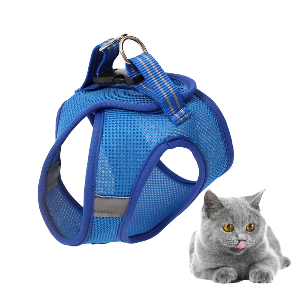 Vest Type Pet Harnesses Breathable Pet Pulling Strap Cat Harnesses Creative Cat Chest Straps (Blue, Size M)