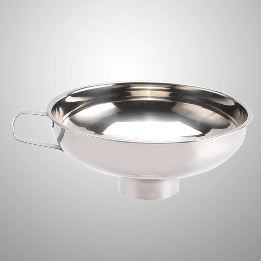 Stainless Steel Funnel Large Diameter Wide Mouth Kitchen Funnel Food Pickle Jam Filler - Size L (Silver)