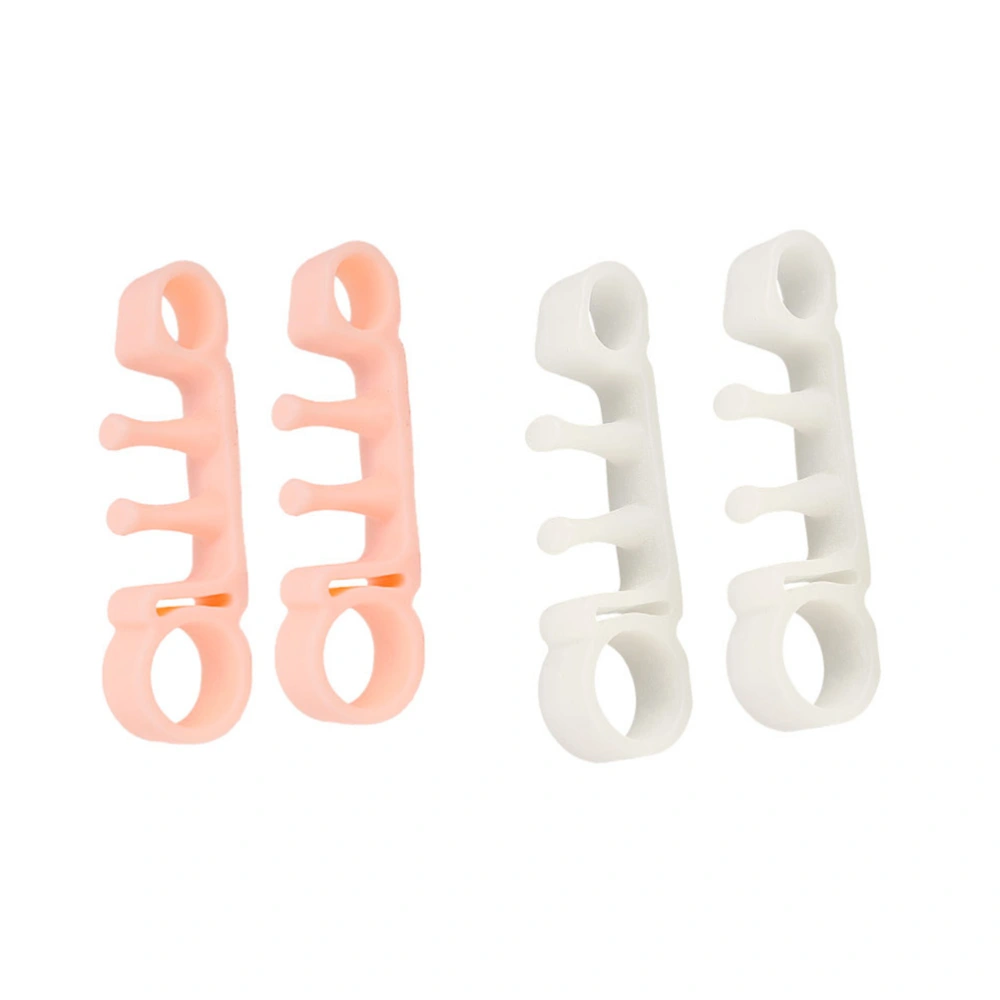 2 Pairs Toe Separator Five-Hole Snail Shape Bunion Corrector Pain Relief Splint Corrector (White, Skin Color)