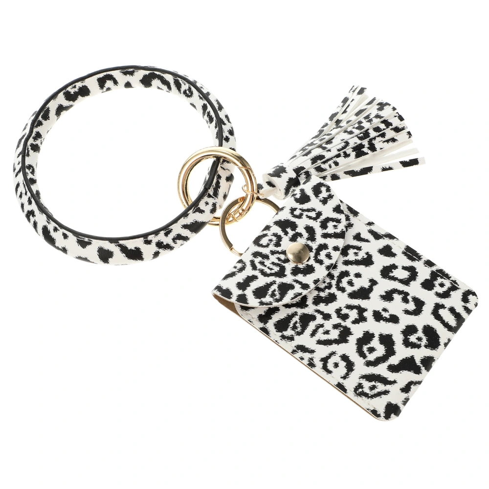 1Pc Wristlet Keychain Leopard Printing Bracelet Keyring Bag Decoration