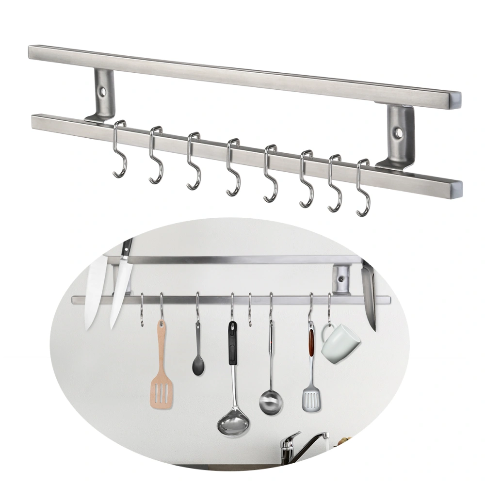 HOMEMAXS Wall-mounted Magnetic Holder Double Bar Rack for Kitchen Knives Utensils 43*6*2.3cm