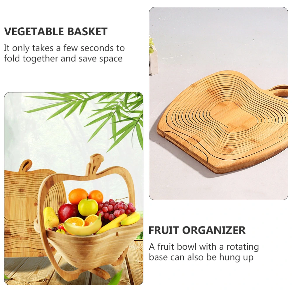 1 Pc Eco-friendly Bamboo Fruit Basket Folding Fruit Storage Organizer (Khaki)