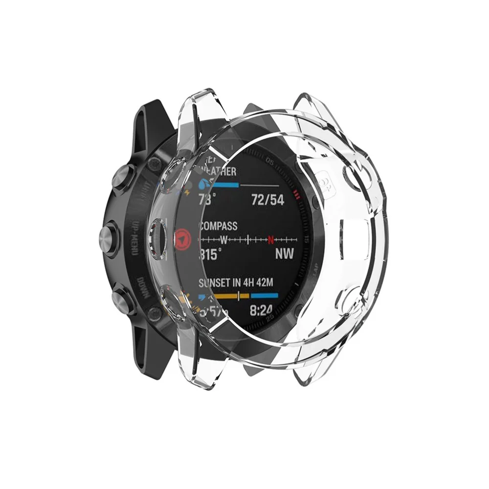 Watch Protective Case TPU Watch Cover Compatible for Garmin Fenix 6X Fenix6x Pro (Transparent White)