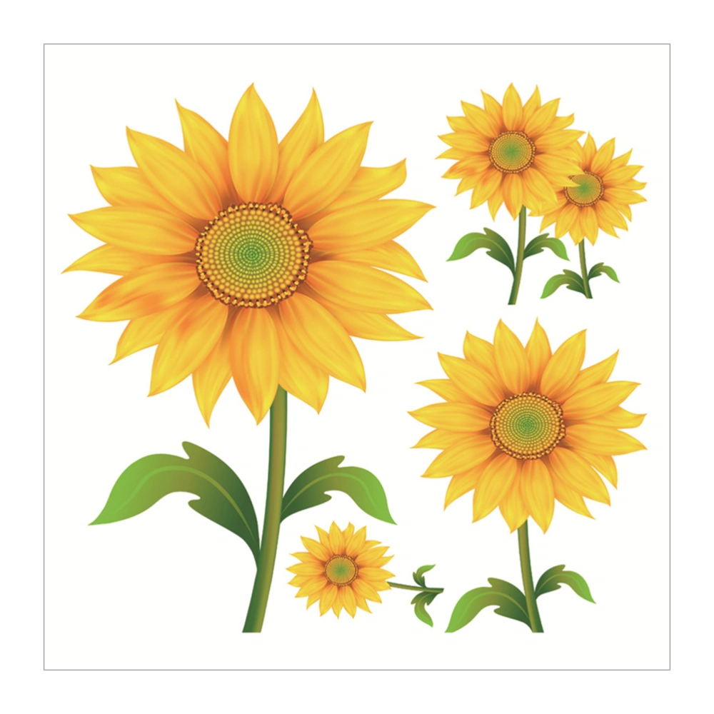 1PC Fresh Sunflower Wall Sticker Self-adhesive Flower Decorative Decal (Yellow)