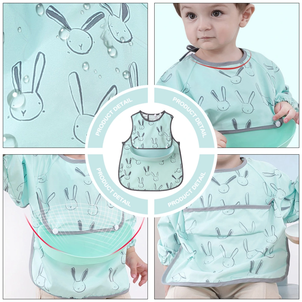 1 set of Long Sleeve Waterproof Smock Baby Smock Cartoon Adorable Baby Bib