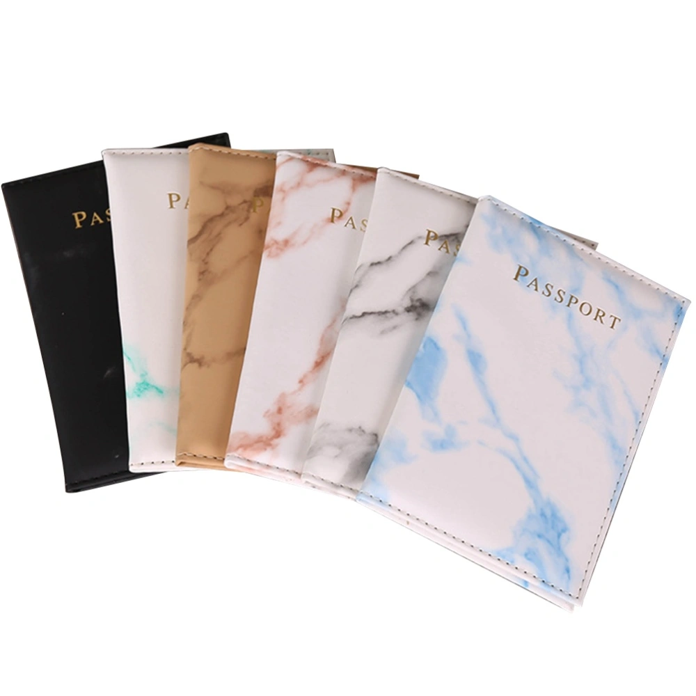 6PCS Marble Pattern Passport Protective Cover Storage Bag PU Leather Wallet Passport Holder for Men Women (Blue, Black, Light Blue, Bronze, Grey, Red)