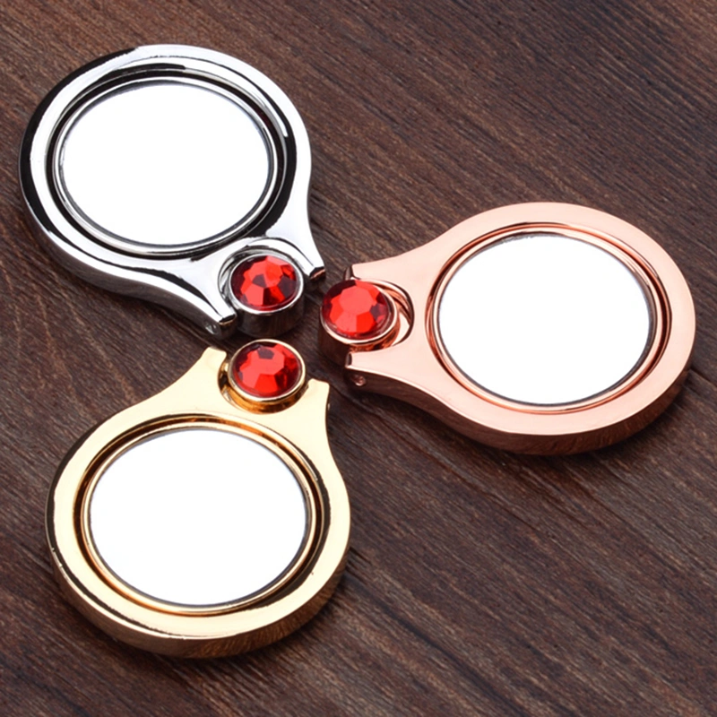 Creative Phone Metal Ring Holder Buckle Ring Bracket Finger Universal Grip Phone Stand Holder with Diamond (Rose Gold)