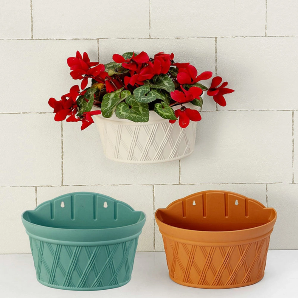 1pc Simulation Rattan Woven Pots Garden Decor Plants Flowers Pot Hanging Basket Plastic Wall Hanging Flower Pots (Green)