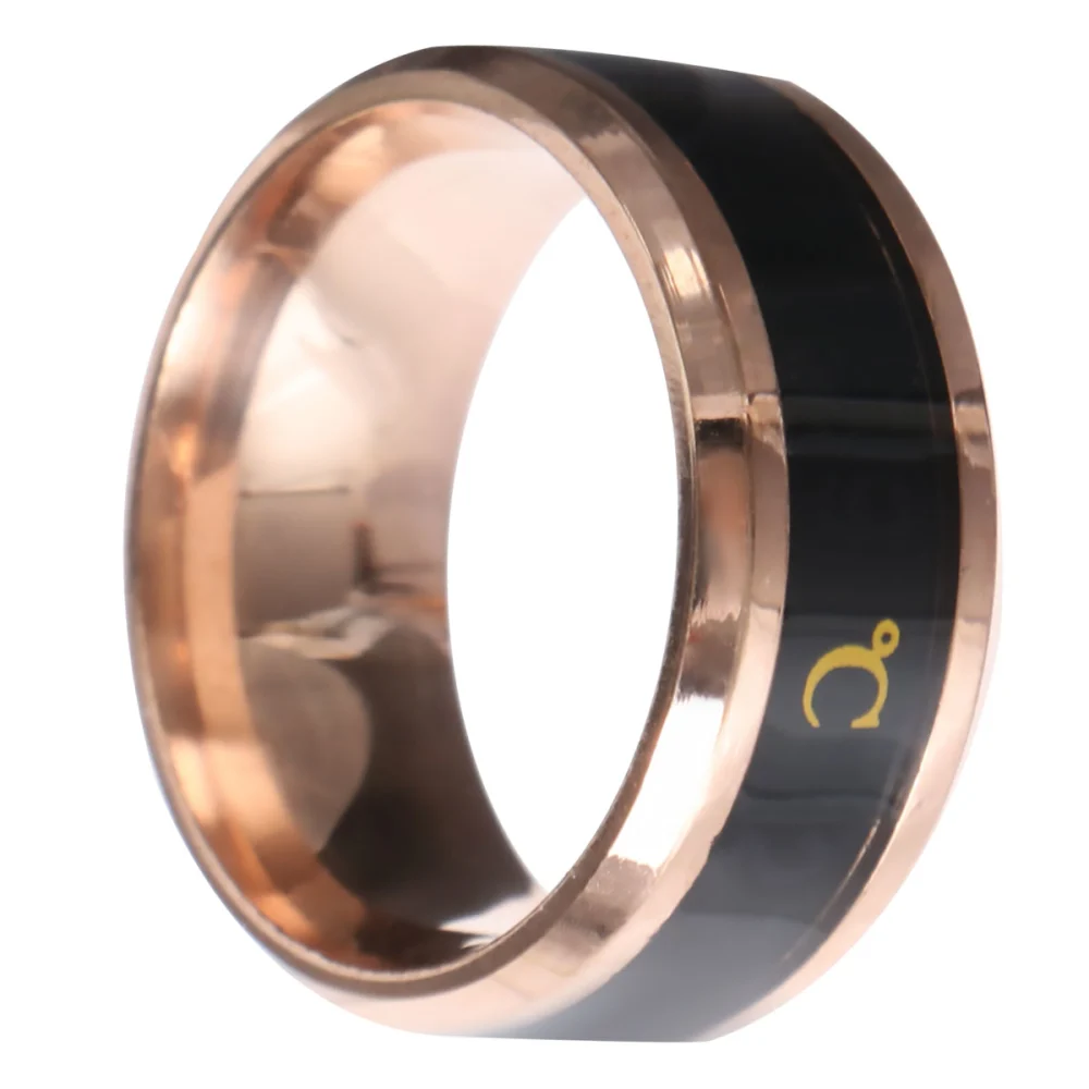 8mm Heat Discoloration Ring Stainless Steel Finger Ring Chic Round Ring Birthday Gift No 13 Rose Gold