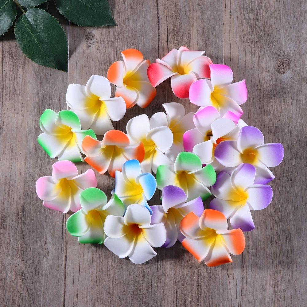 50pcs 6cm Hawaiian Plumeria Flower Hair Clip Hair Accessory for Beach Party Wedding Event Decoration (10 Color)