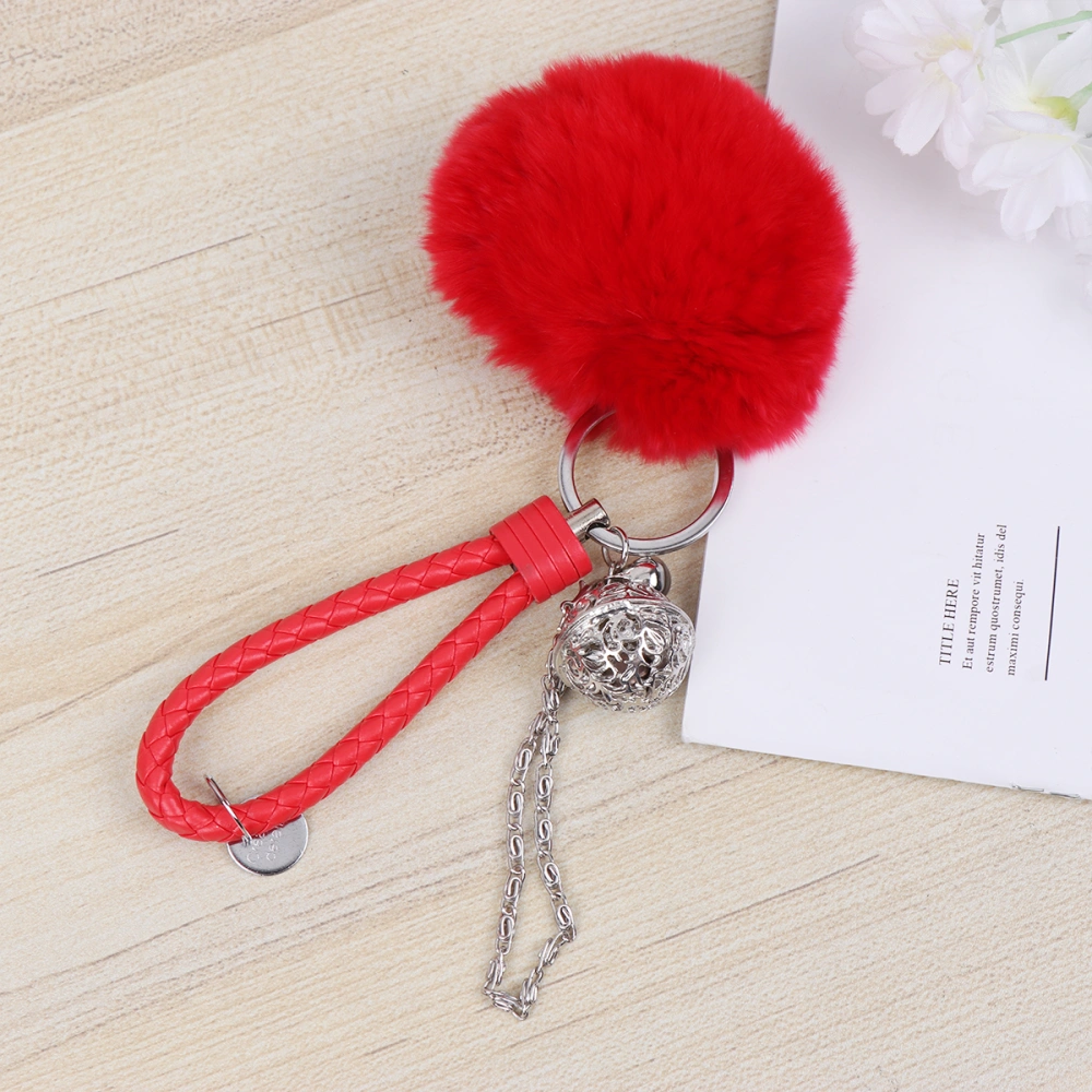 Plush Ball Keychain Fashion Keychain Accessory Hanging Key Rings Bag Pendant (Red)