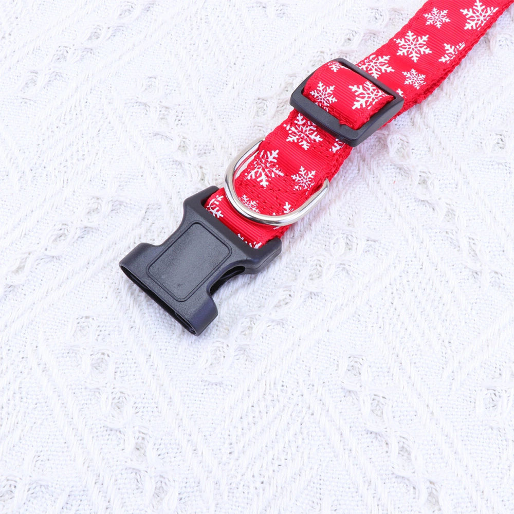 Christmas Printed Pet Collar Nylon Pet Neck Ring Practical Pet Supplies for Dog Puppy (Snow, Red, Size S)