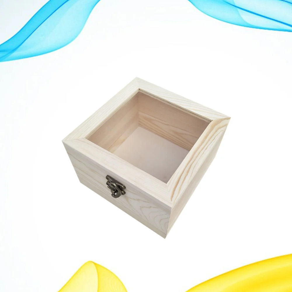 Everlasting Flower Gift High Grade Wooden Box DIY Wooden Rectangular Translucent Gift Box (Light Yellow 18 x 18 x 12cm)