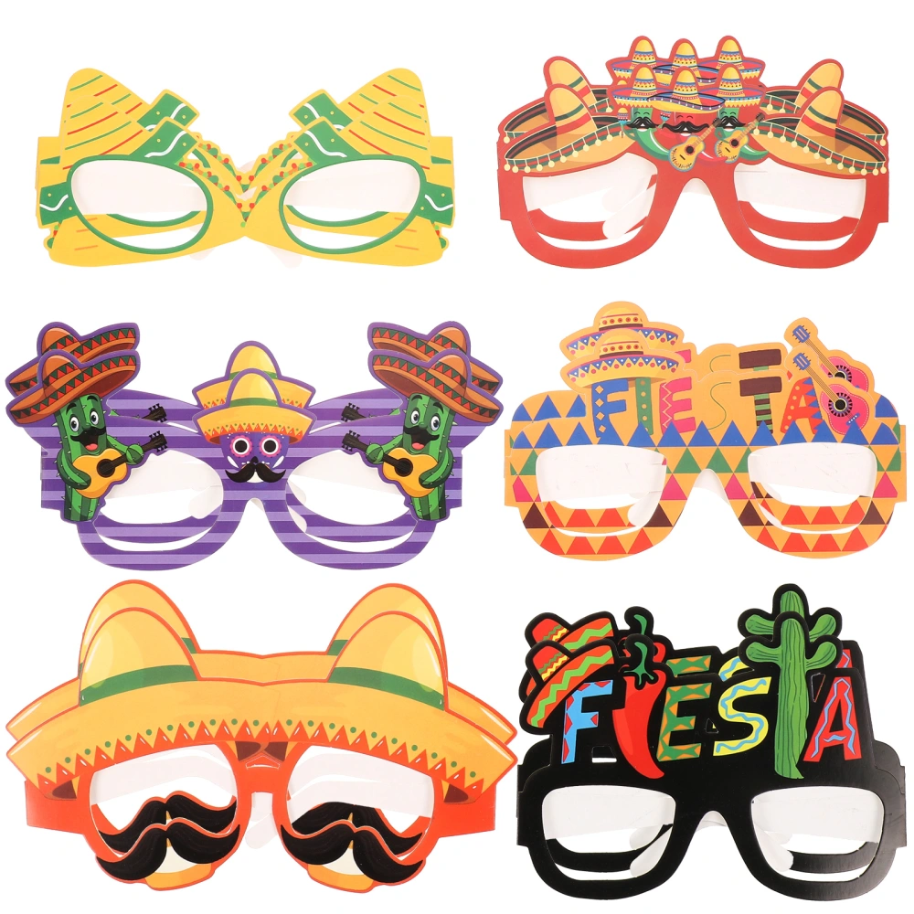 12pcs Mexican Themed Glasses Frame Fiesta Party Glasses Costume Decoration Festival Eyeglasses Decor