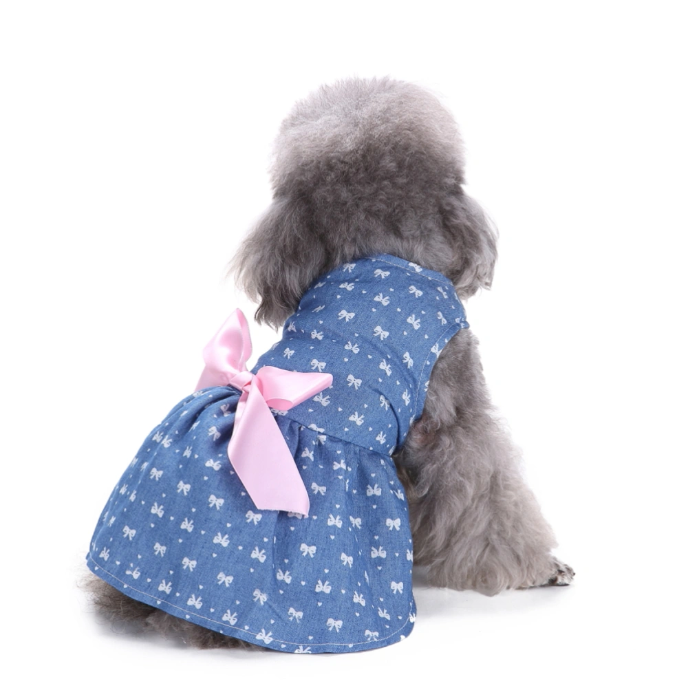 Stylish Bow Pattern Cozy Dog Dress Skirt Pet Summer Clothes Vest Shirts - Size L